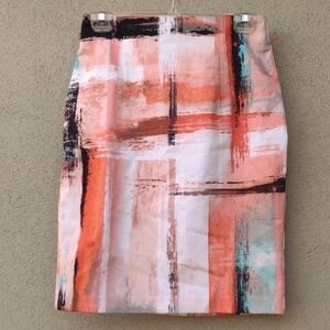Worthington Abstract Print High Waisted Midi Pencil Skirt 8